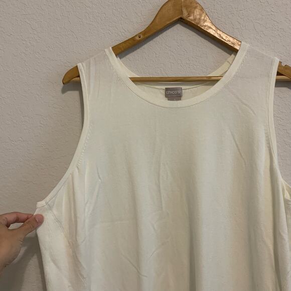 Chico's Cream Open Front Long Cardigan Sweater and Shell Set - Picture 9 of 10